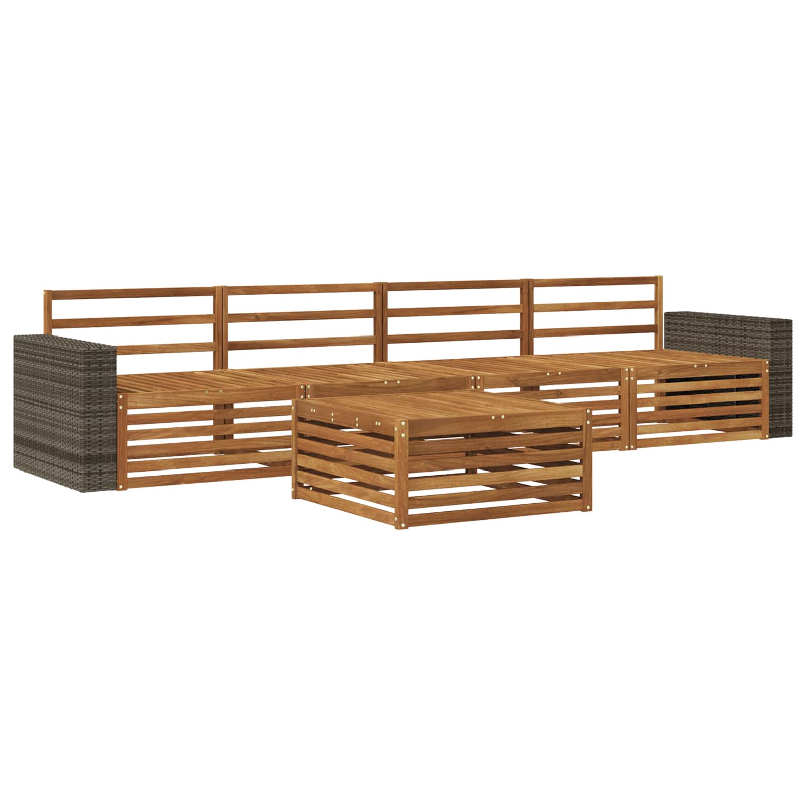 Outdoor-Sofagarnitur 5 stk. Natur Massivholz Akazie