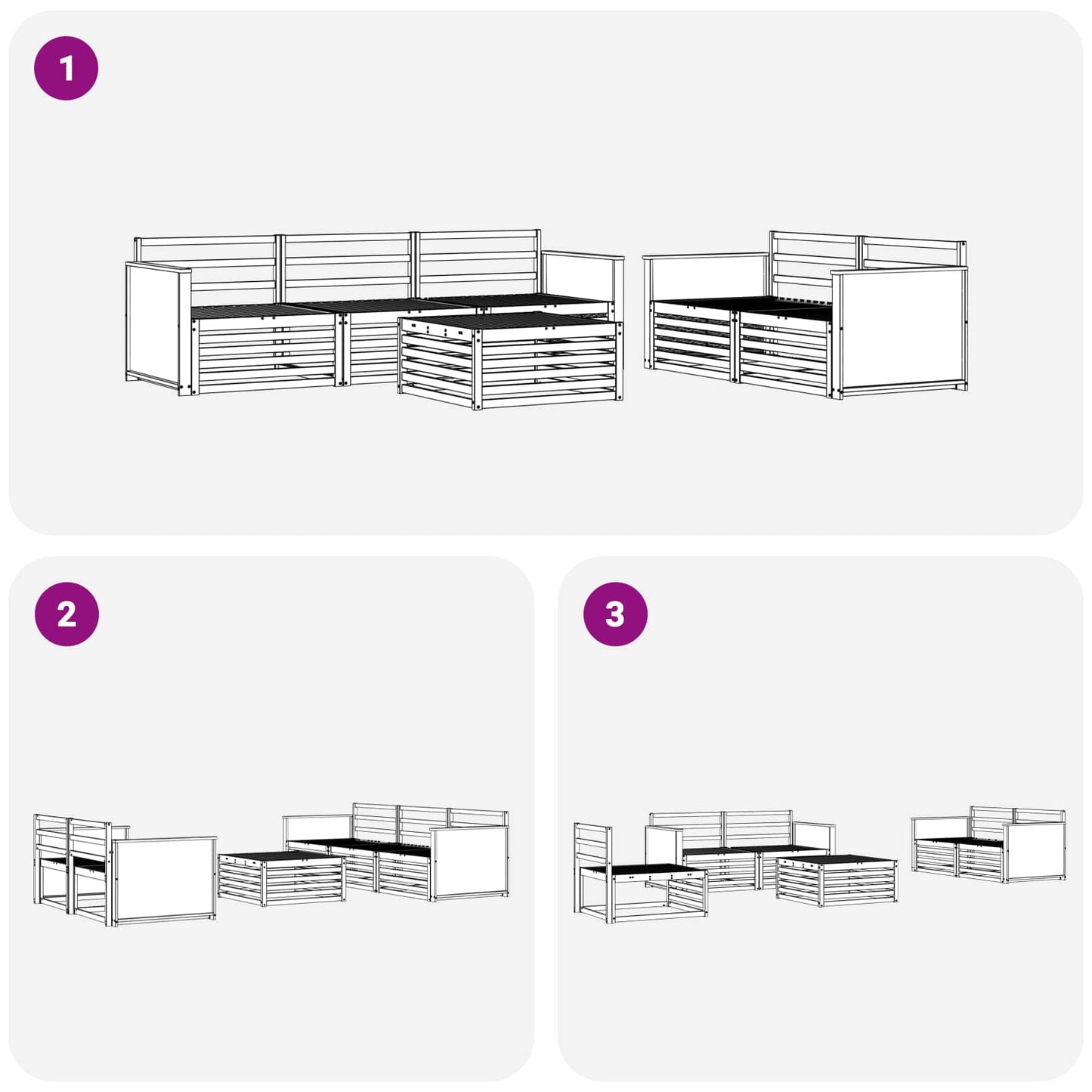 Outdoor-Sofagarnitur 6 pcs Natur Massivholz Akazie
