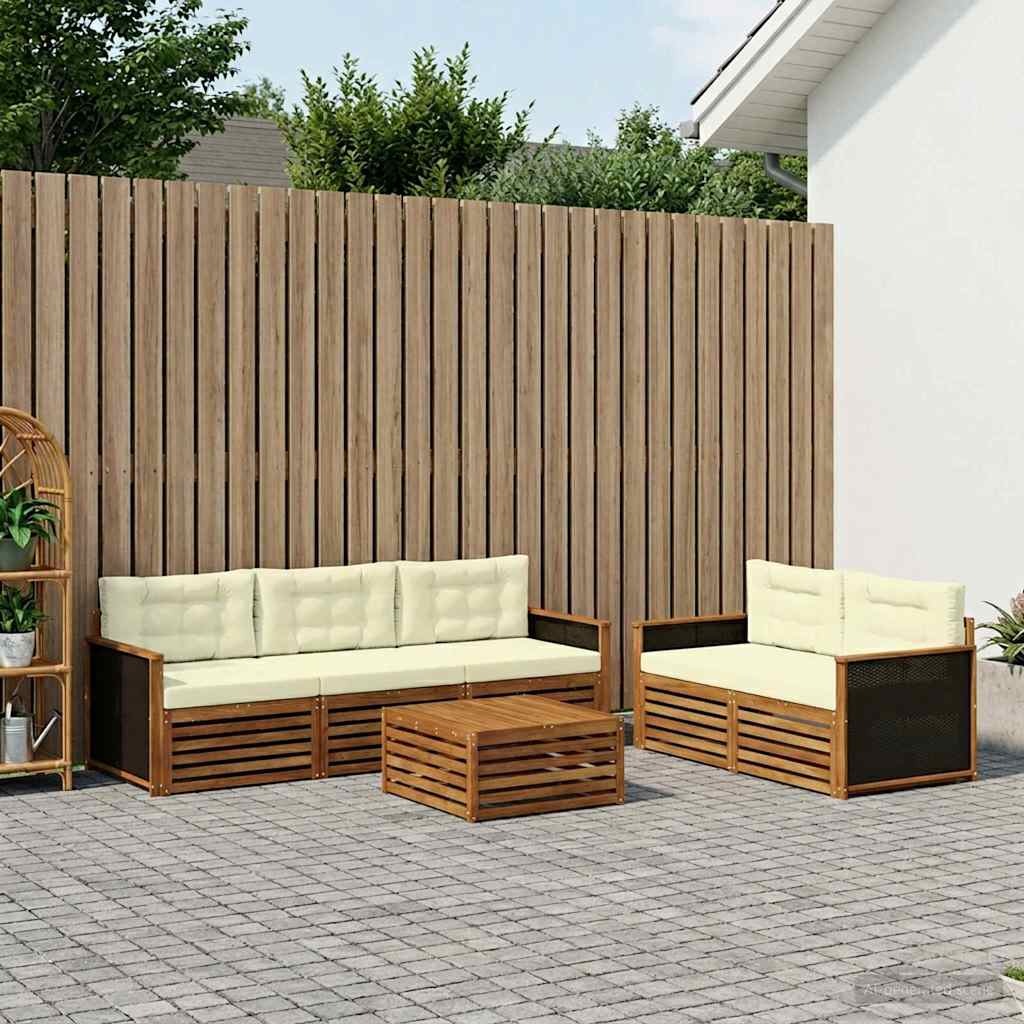 Outdoor-Sofagarnitur 6 pcs Natur und Creme