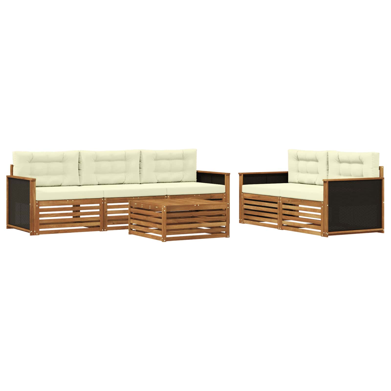 Outdoor-Sofagarnitur 6 pcs Natur und Creme