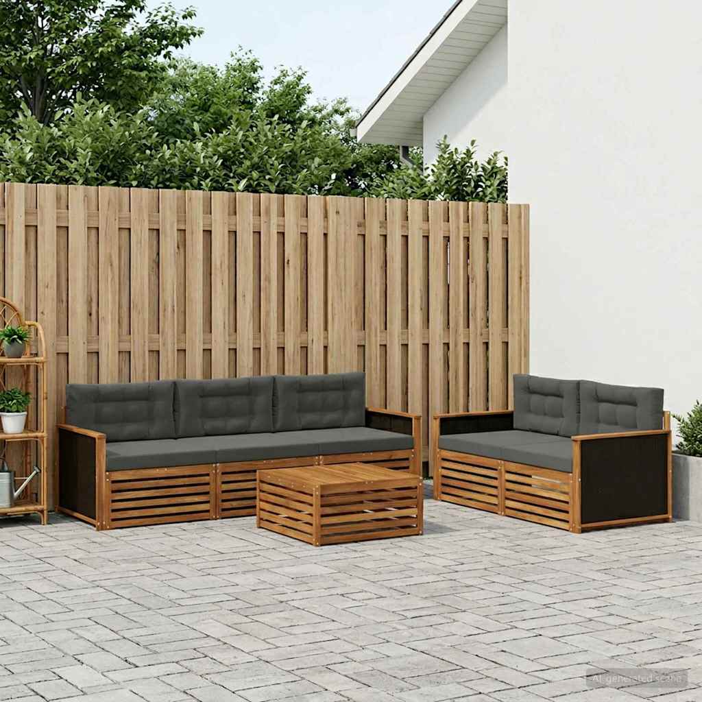 Outdoor-Sofagarnitur 6 stk. Natur und Anthrazit