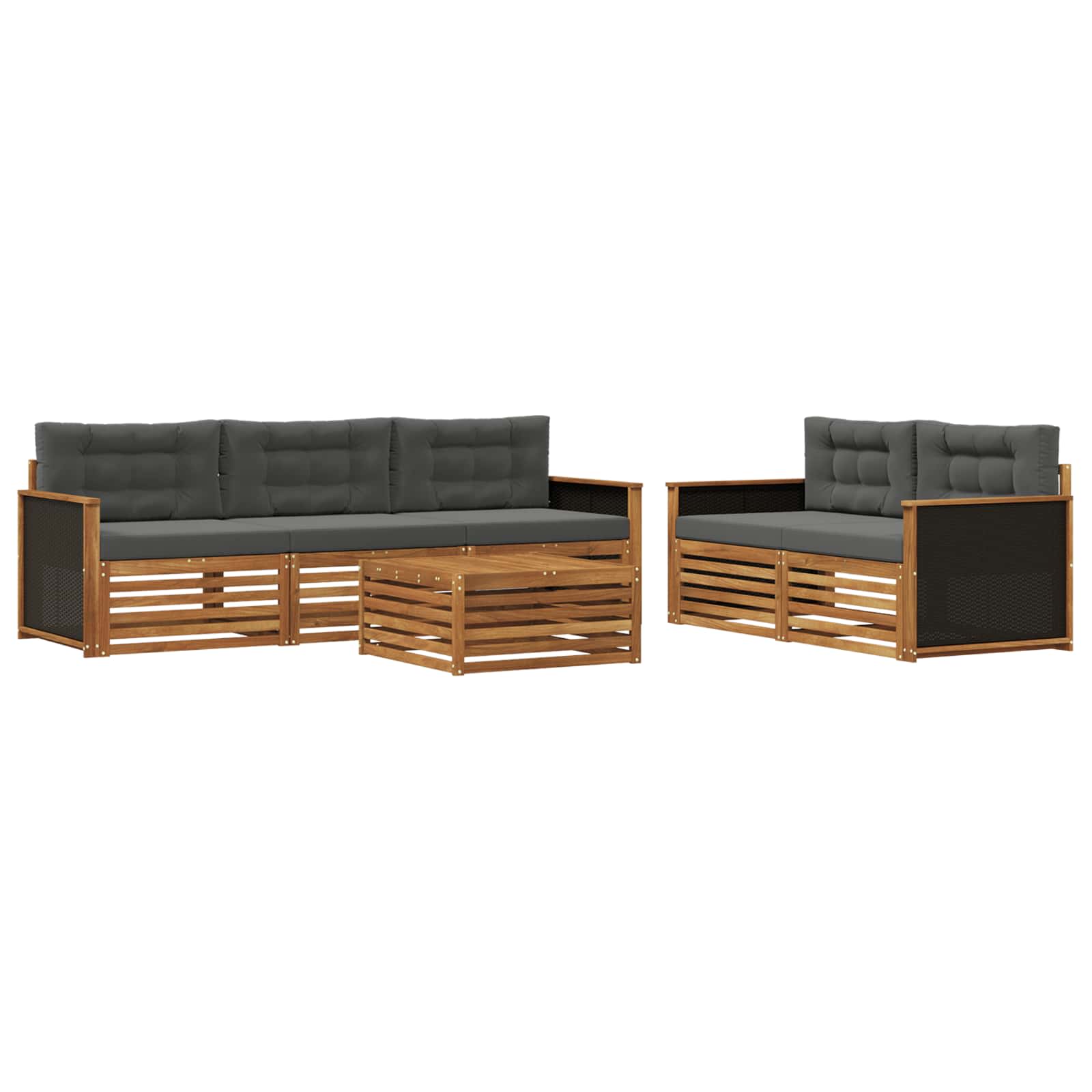 Outdoor-Sofagarnitur 6 stk. Natur und Anthrazit