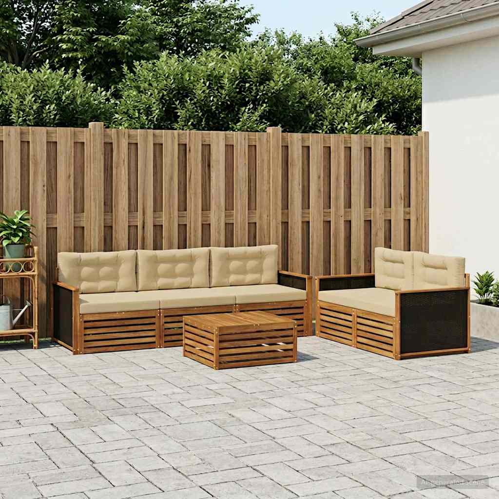 Outdoor-Sofagarnitur 6 pcs Natur und Beige