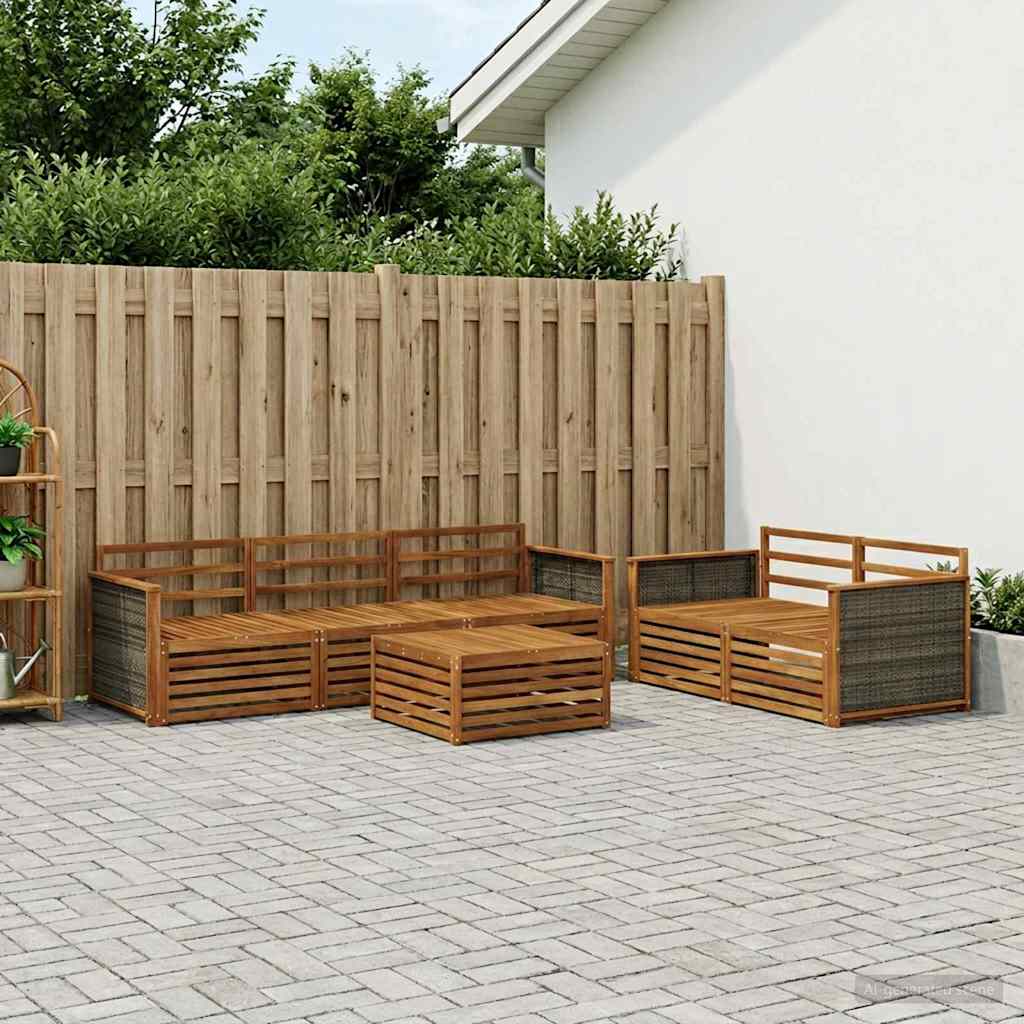 Outdoor-Sofagarnitur 6 pcs Natur Massivholz Akazie