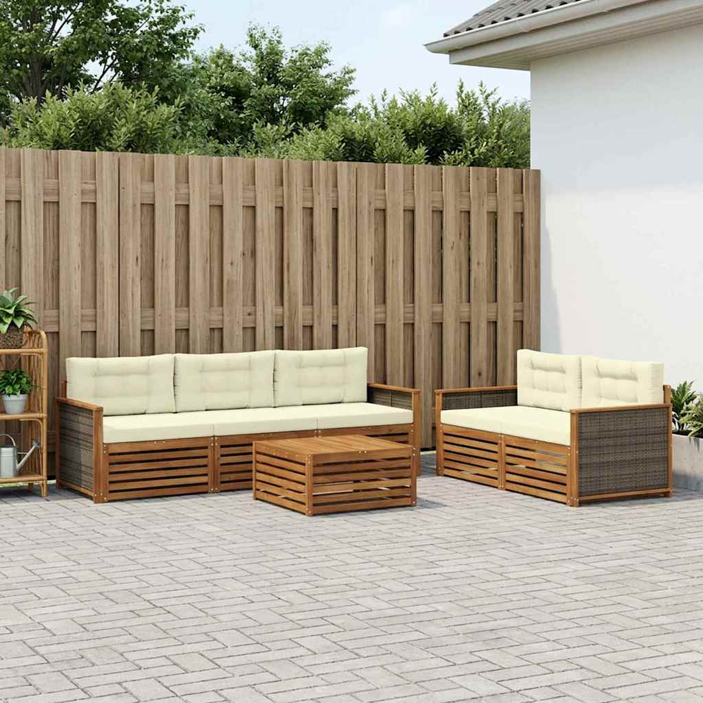 Outdoor-Sofagarnitur 6 stk. Natur und Creme