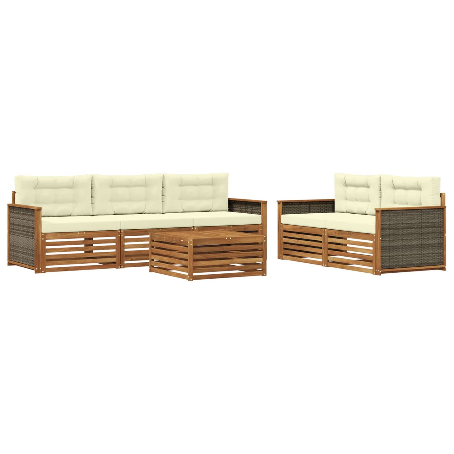 Outdoor-Sofagarnitur 6 stk. Natur und Creme