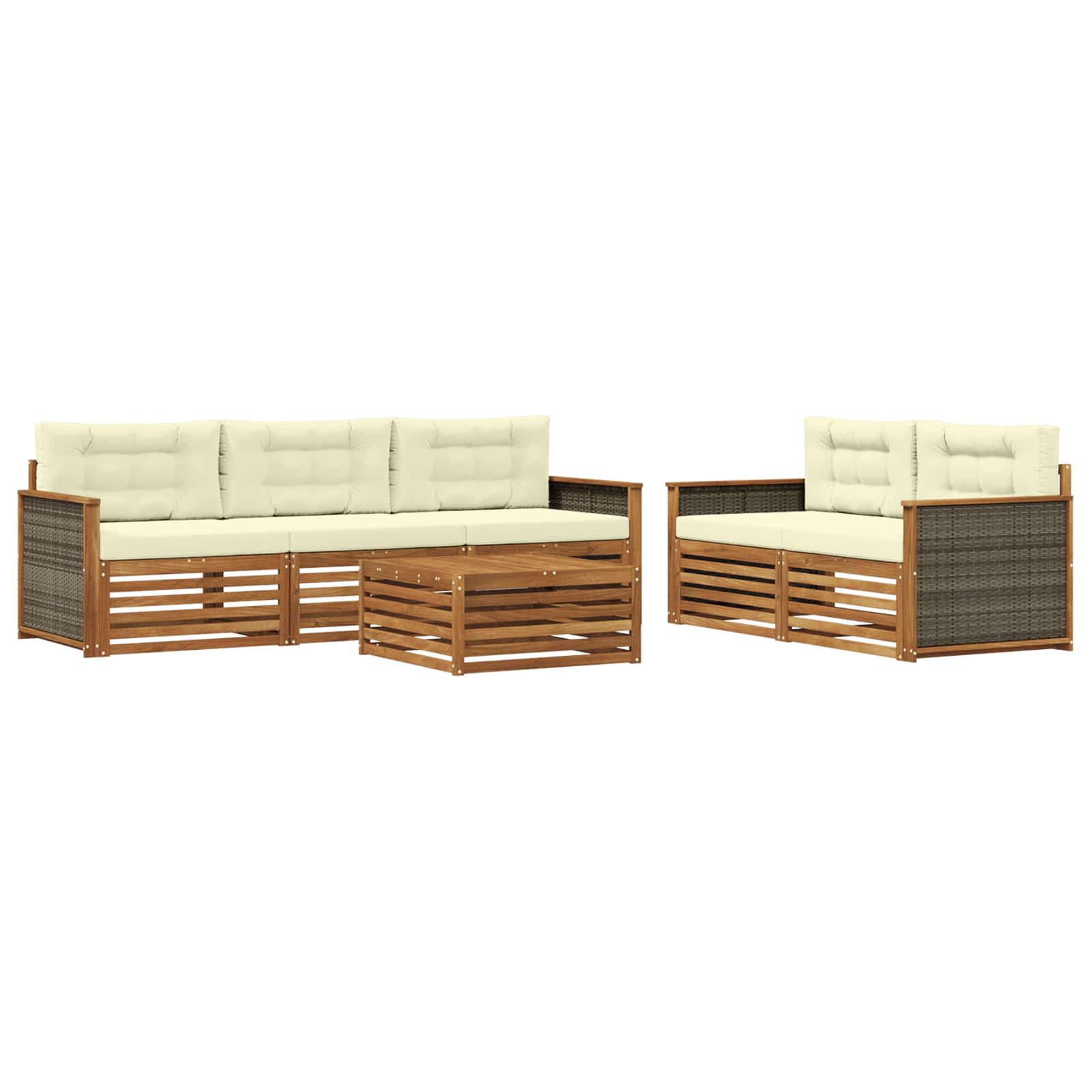 Outdoor-Sofagarnitur 6 stk. Natur und Creme