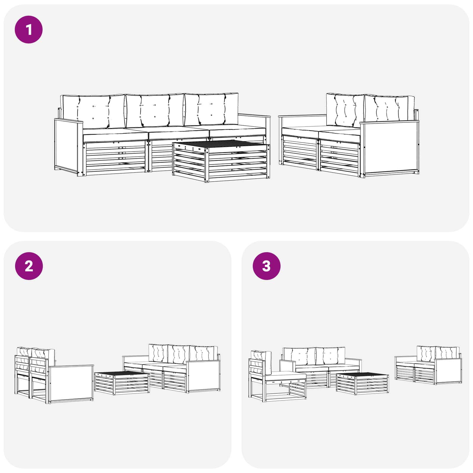 Outdoor-Sofagarnitur 6 stk. Natur und Creme