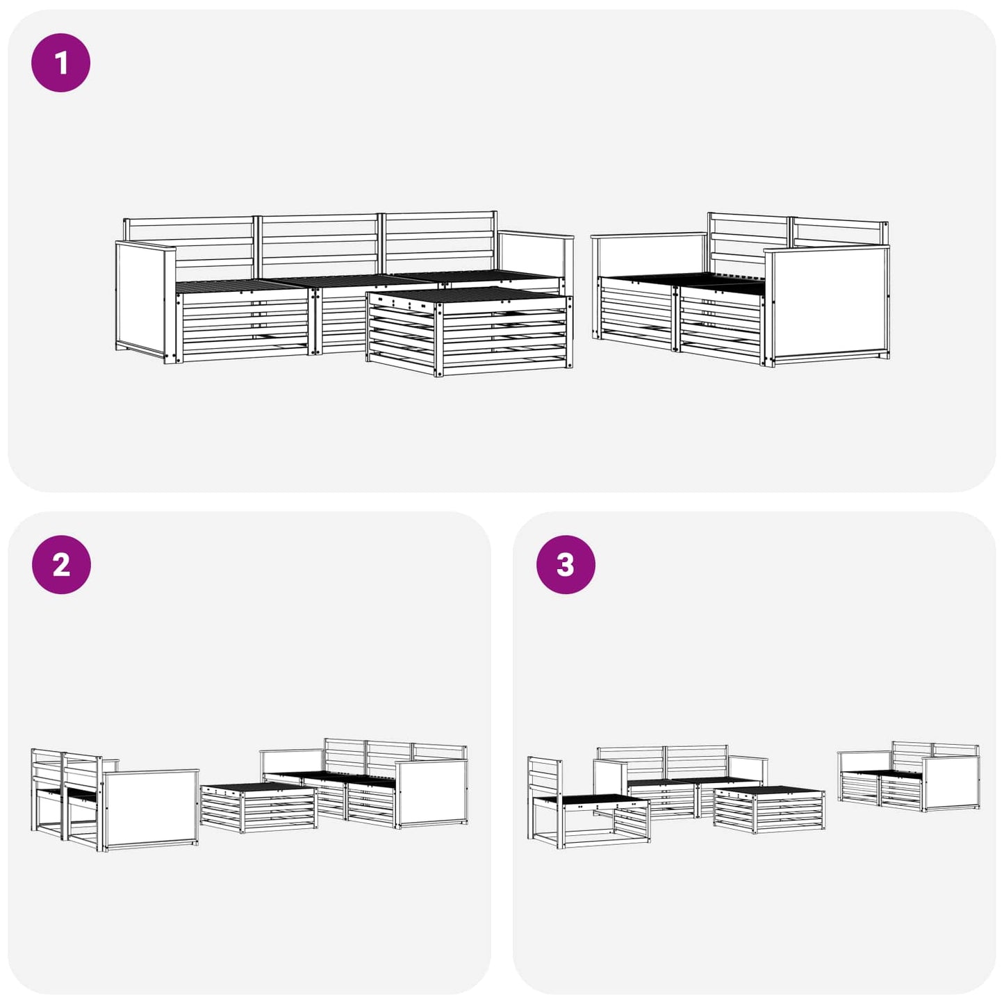 Outdoor-Sofagarnitur 6 pcs Natur Massivholz Akazie
