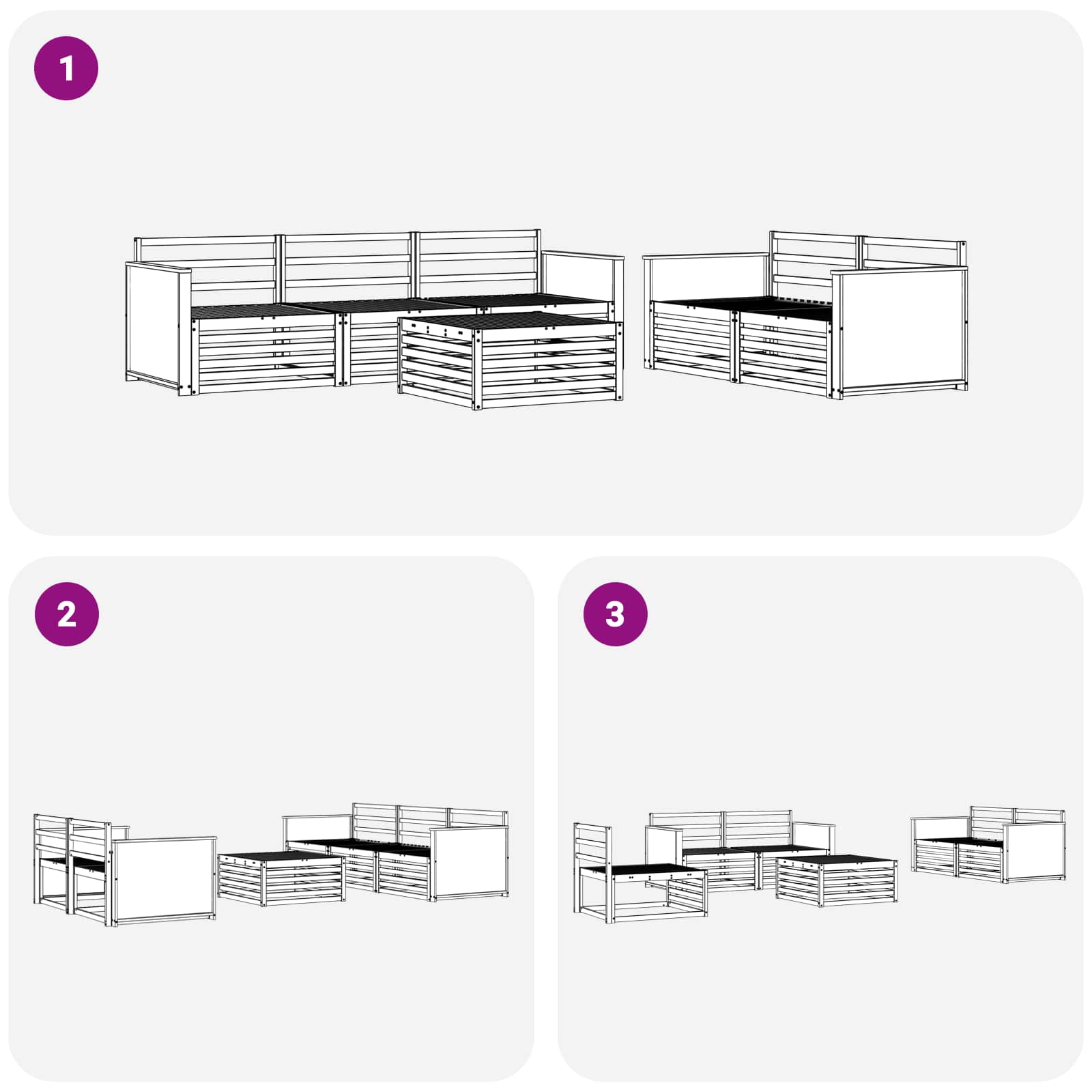 Outdoor-Sofagarnitur 6 pcs Natur Massivholz Akazie