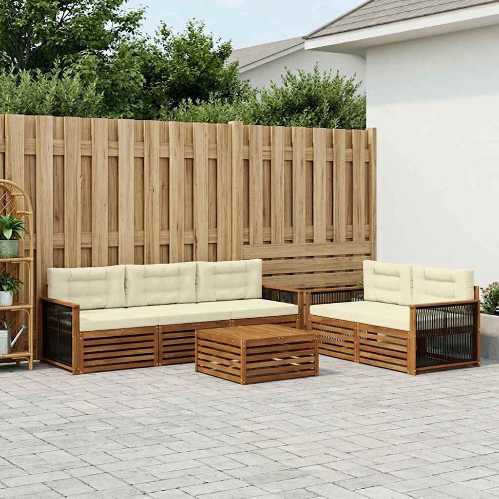 Outdoor-Sofagarnitur 6 stk. Natur und Creme