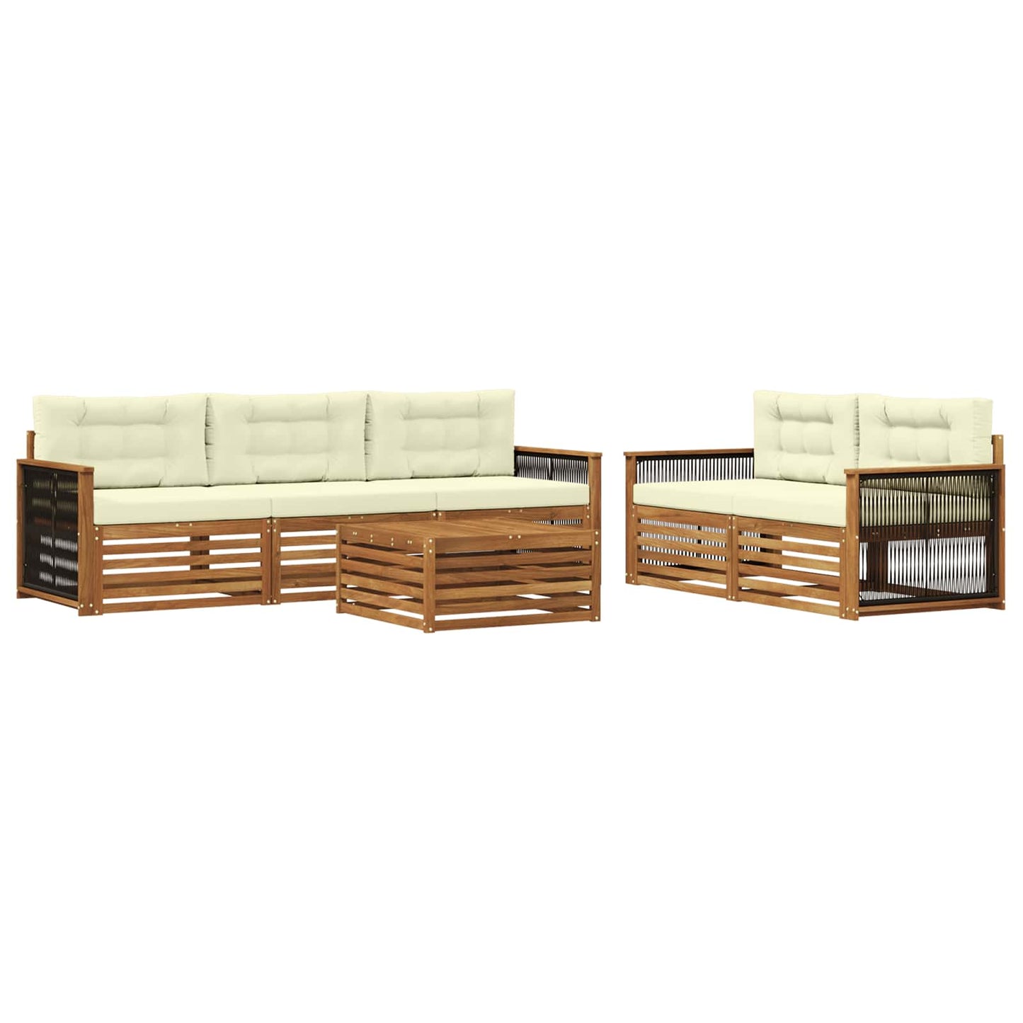Outdoor-Sofagarnitur 6 stk. Natur und Creme
