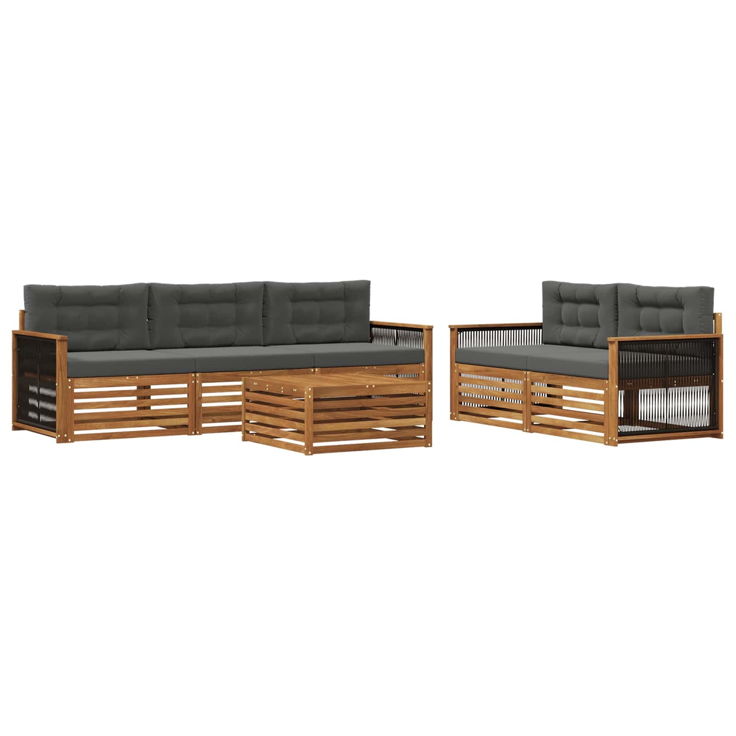 Outdoor-Sofagarnitur mit Kissen 6 pcs Natur und Anthrazit