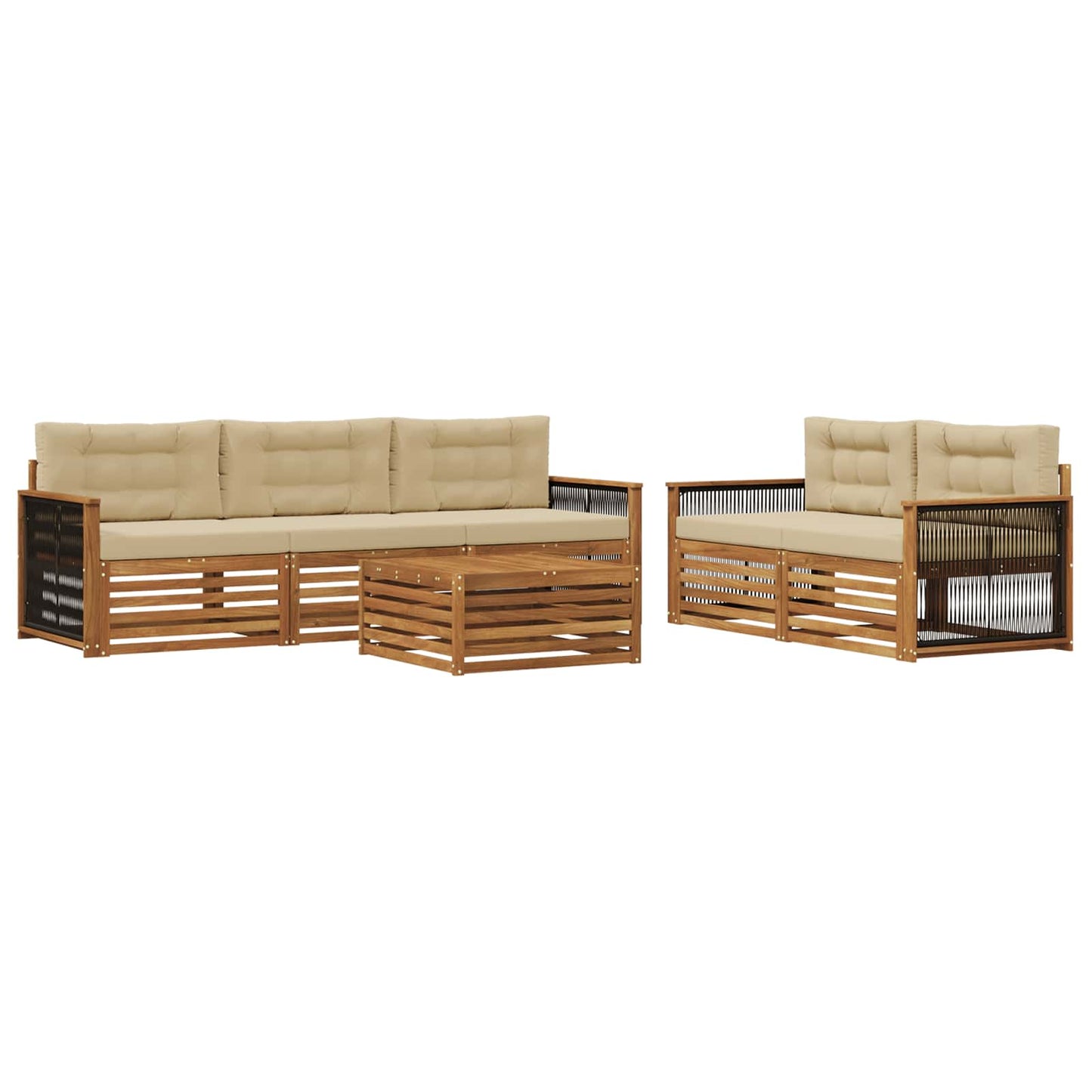 Outdoor-Sofagarnitur mit Kissen 6 pcs Natur und Beige