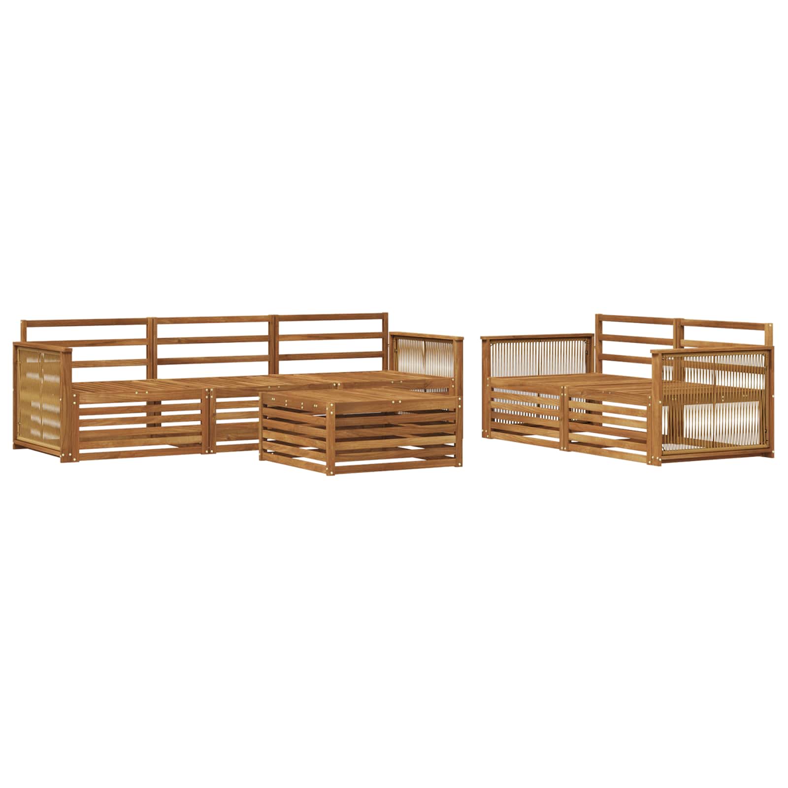 Outdoor-Sofagarnitur 6 pcs Natur Massivholz Akazie