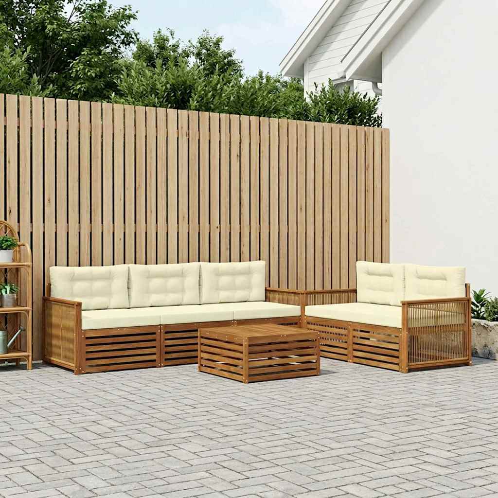 Outdoor-Sofagarnitur 6 stk. Natur und Creme