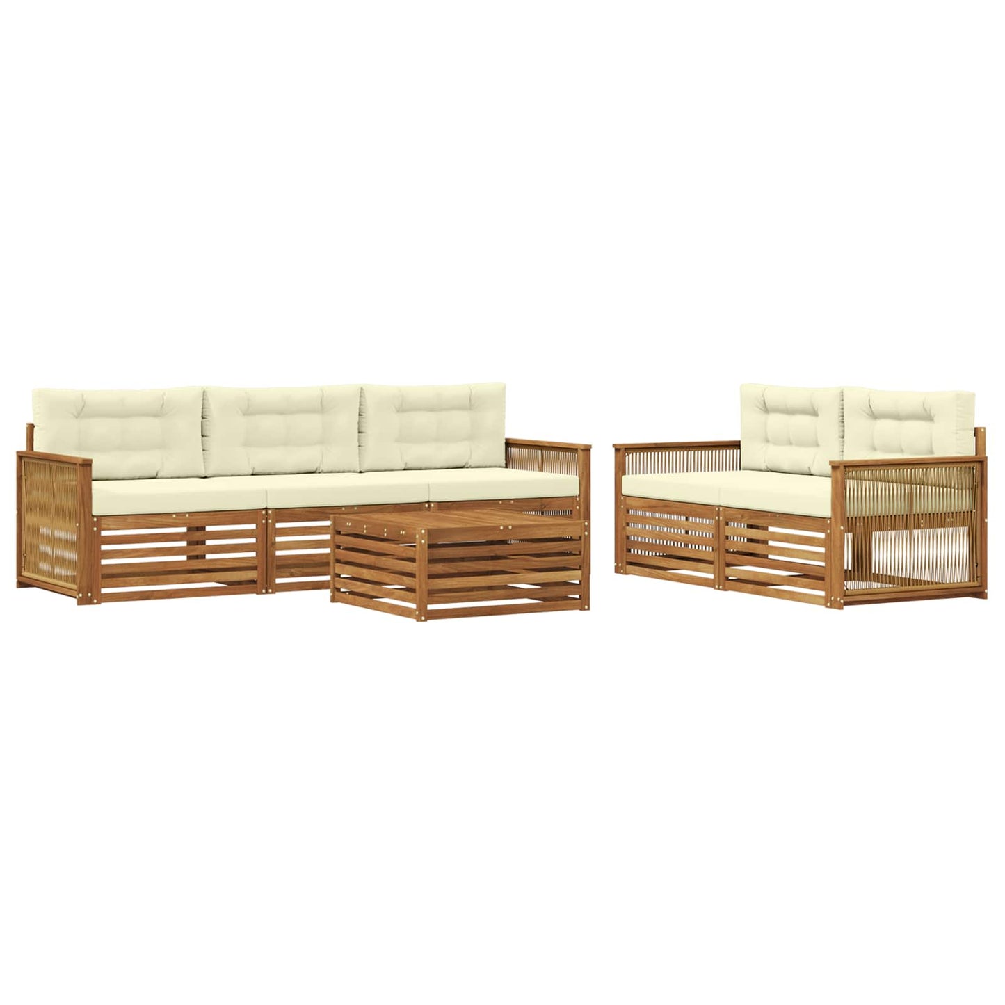 Outdoor-Sofagarnitur 6 stk. Natur und Creme