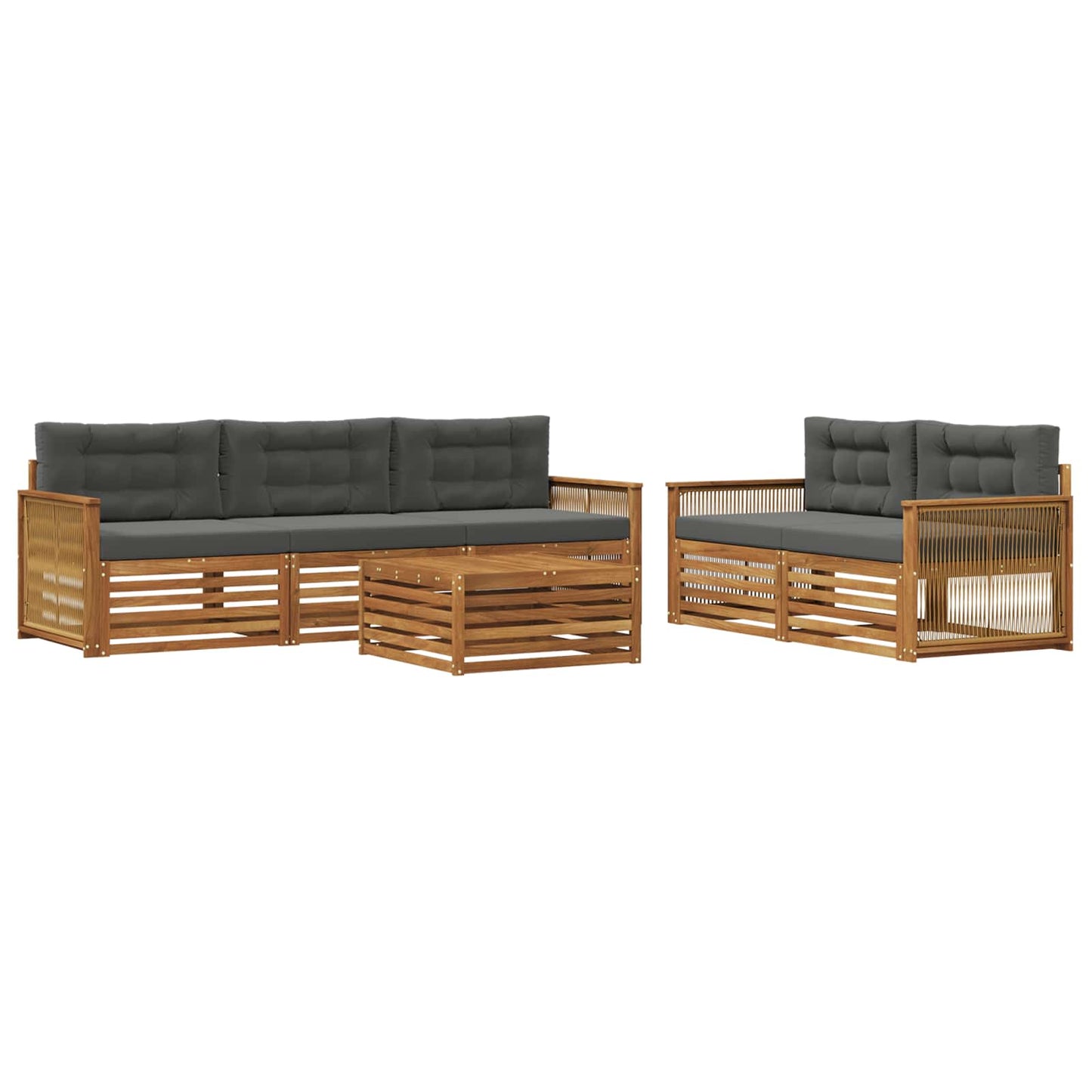 Outdoor-Sofagarnitur mit Kissen 6 pcs Natur und Anthrazit