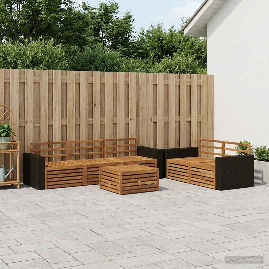 Outdoor-Sofagarnitur 6 pcs Natur Massivholz Akazie