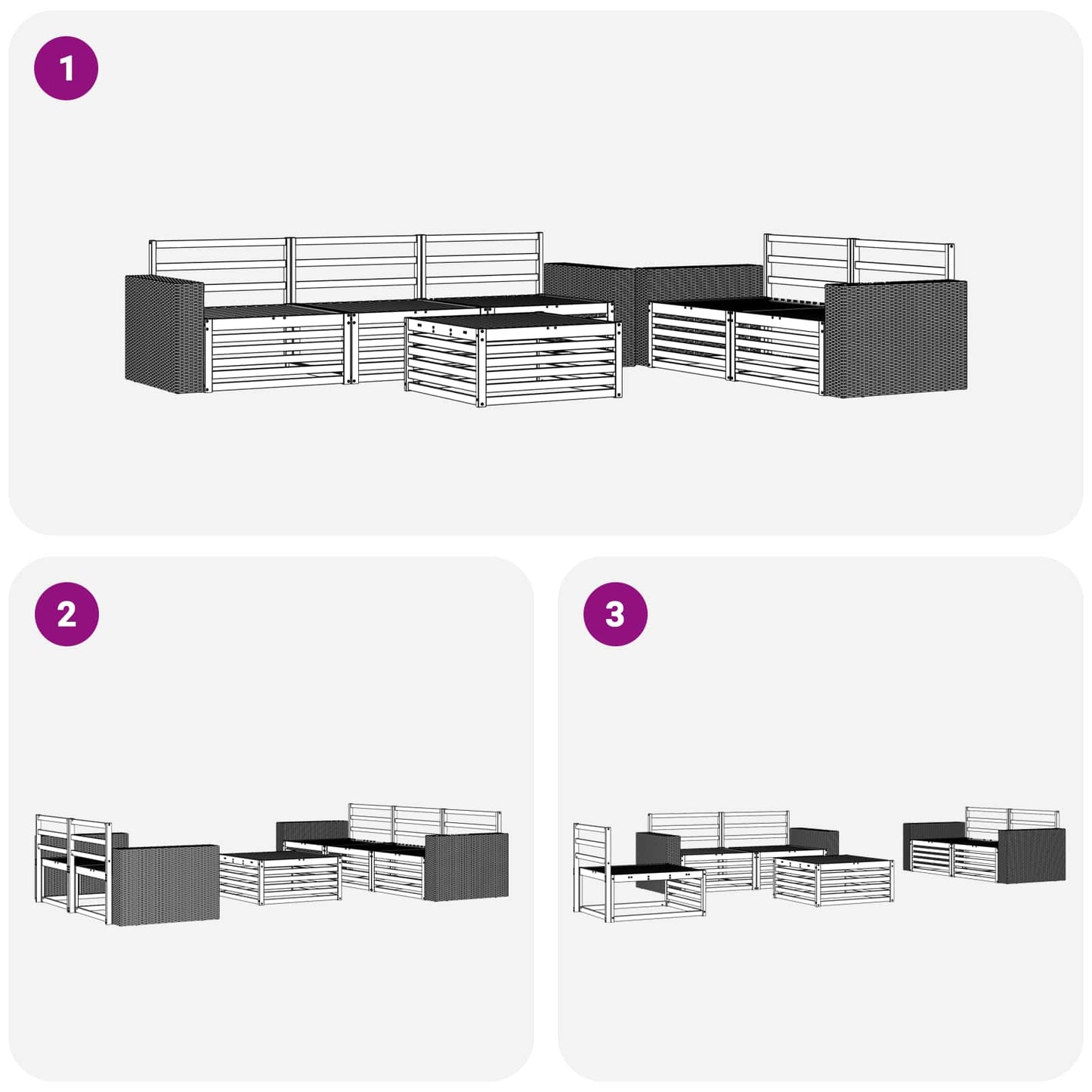 Outdoor-Sofagarnitur 6 pcs Natur Massivholz Akazie