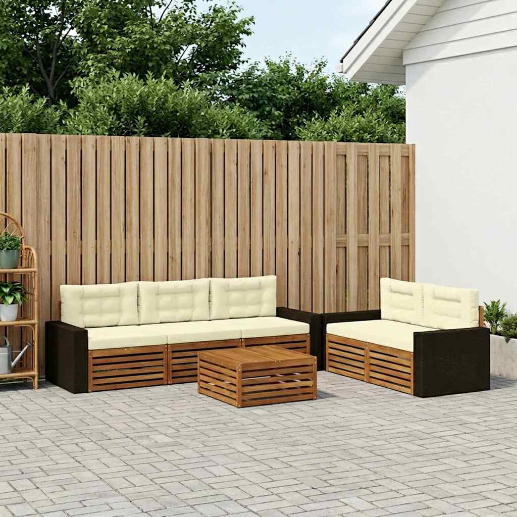 Outdoor-Sofagarnitur 6 pcs Natur und Creme