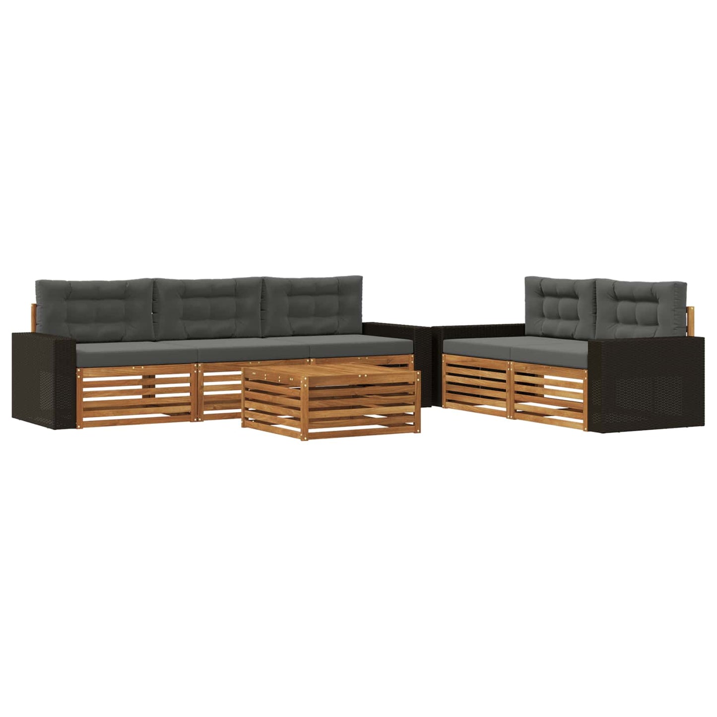 Outdoor-Sofagarnitur 6 pcs Natur und Anthrazit