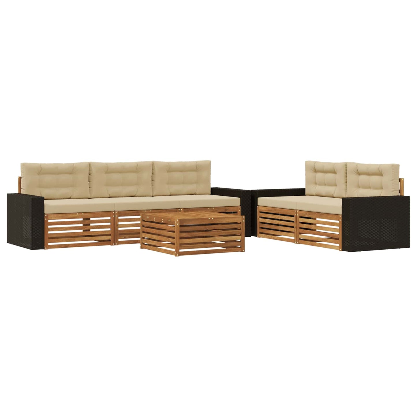 Outdoor-Sofagarnitur 6 stk. Natur und Beige