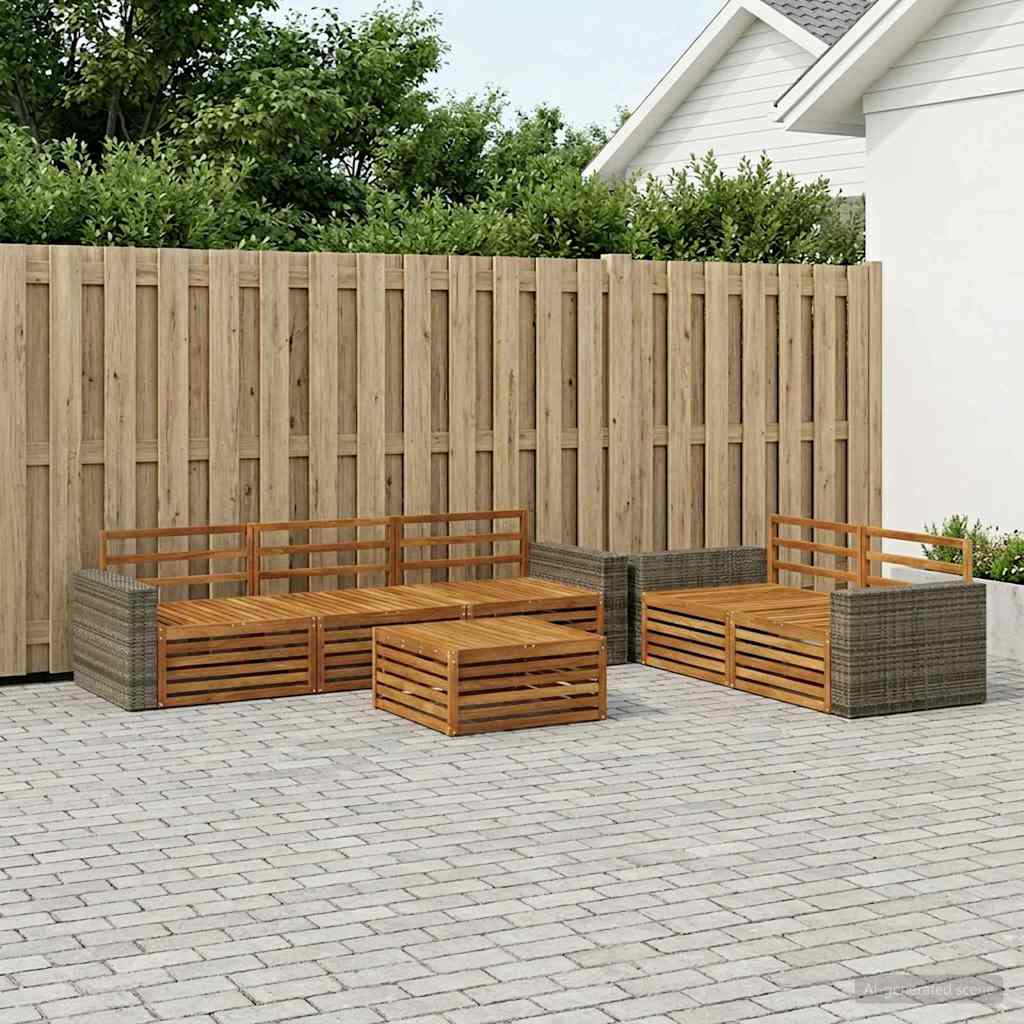 Outdoor-Sofagarnitur 6 pcs Natur Massivholz Akazie