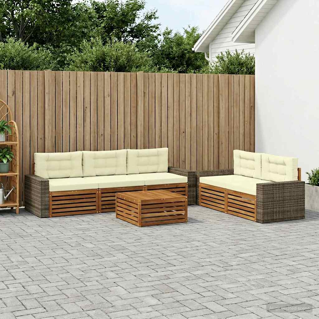 Outdoor-Sofagarnitur 6 stk. Natur und Creme