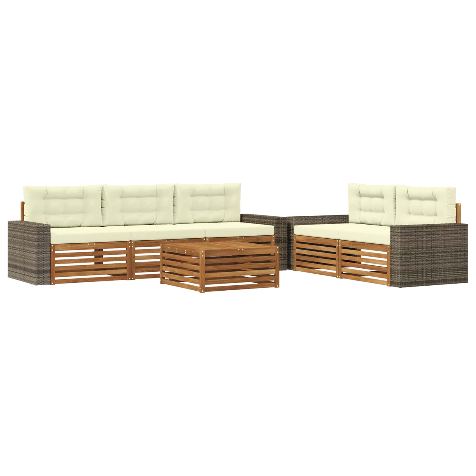 Outdoor-Sofagarnitur 6 stk. Natur und Creme