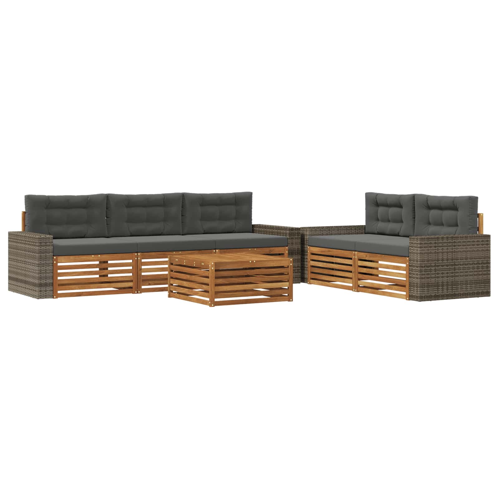 Outdoor-Sofagarnitur 6 pcs Natur und Anthrazit
