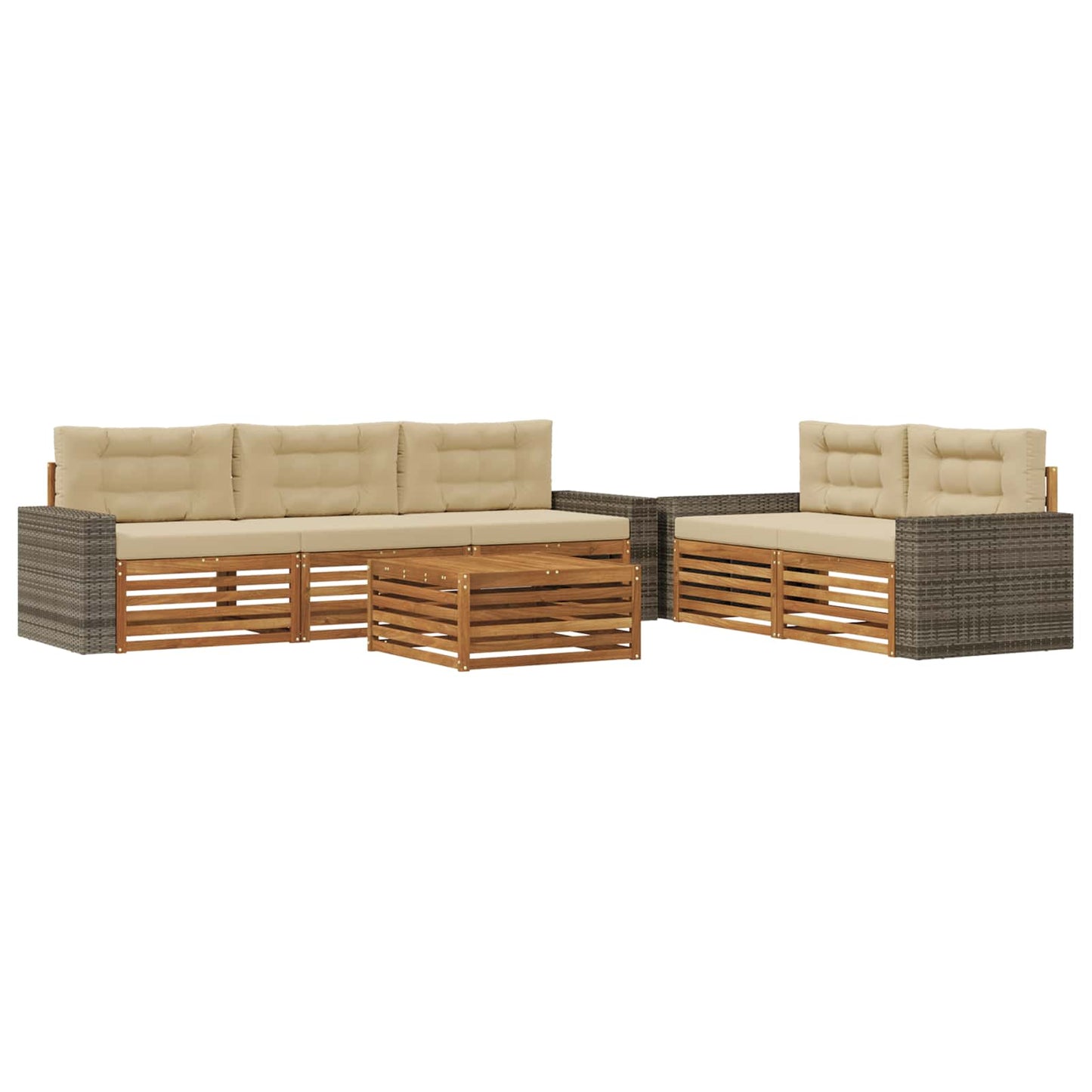 Outdoor-Sofagarnitur 6 stk. Natur und Beige