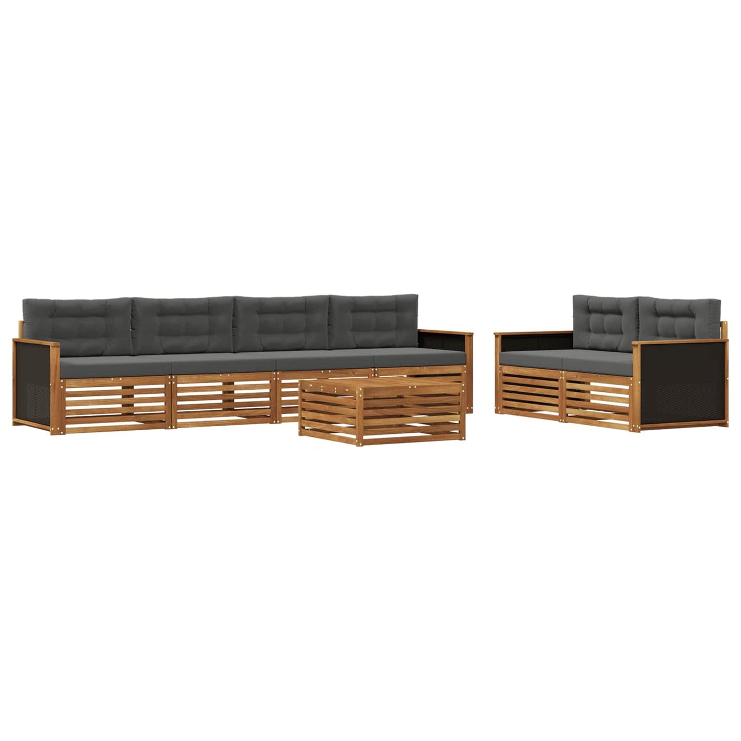 Outdoor-Sofagarnitur 7 stk. Natur und Anthrazit Polyester