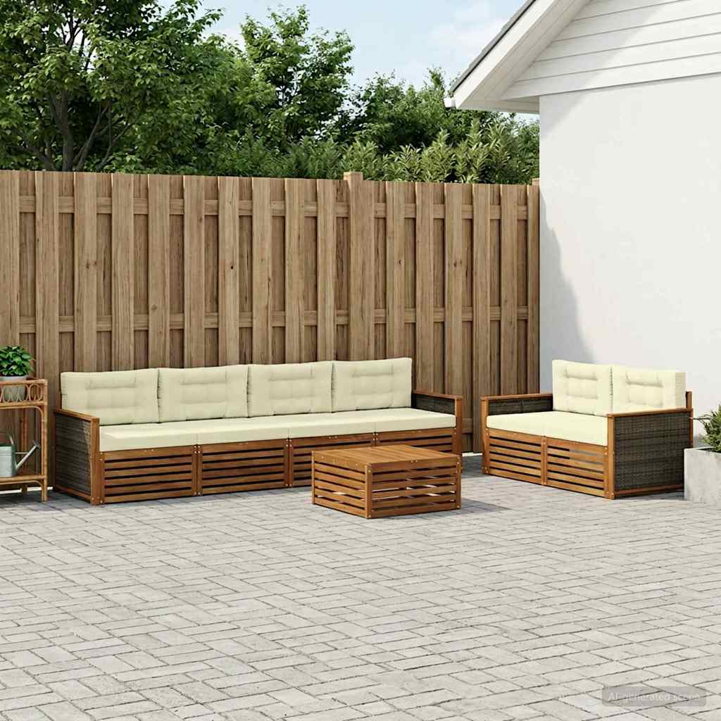 Outdoor-Sofagarnitur 7 stk. Natur und Creme