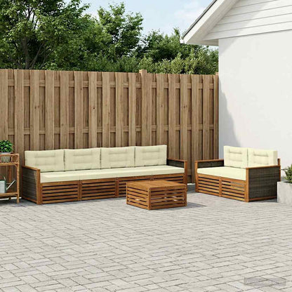 Outdoor-Sofagarnitur 7 stk. Natur und Creme