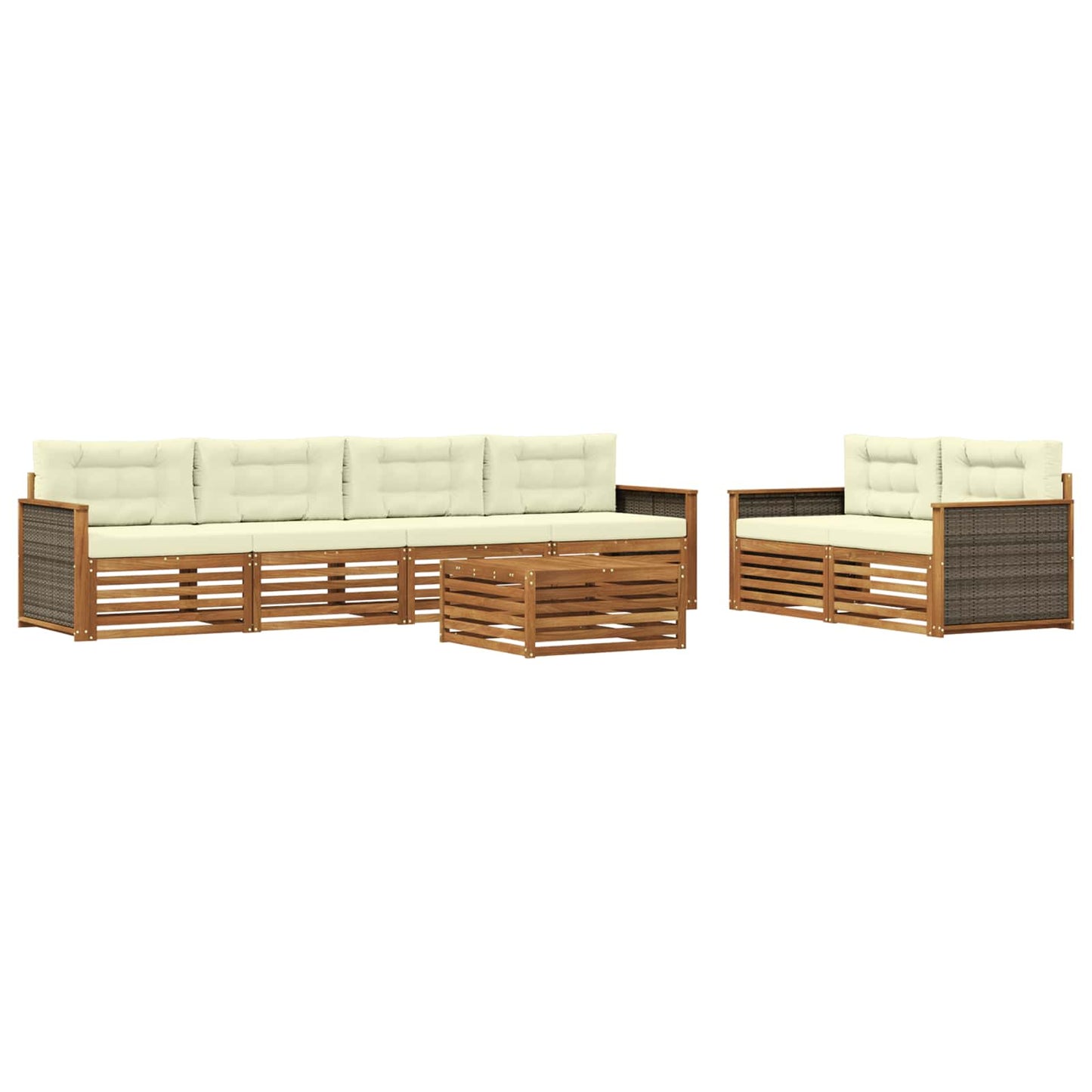 Outdoor-Sofagarnitur 7 stk. Natur und Creme