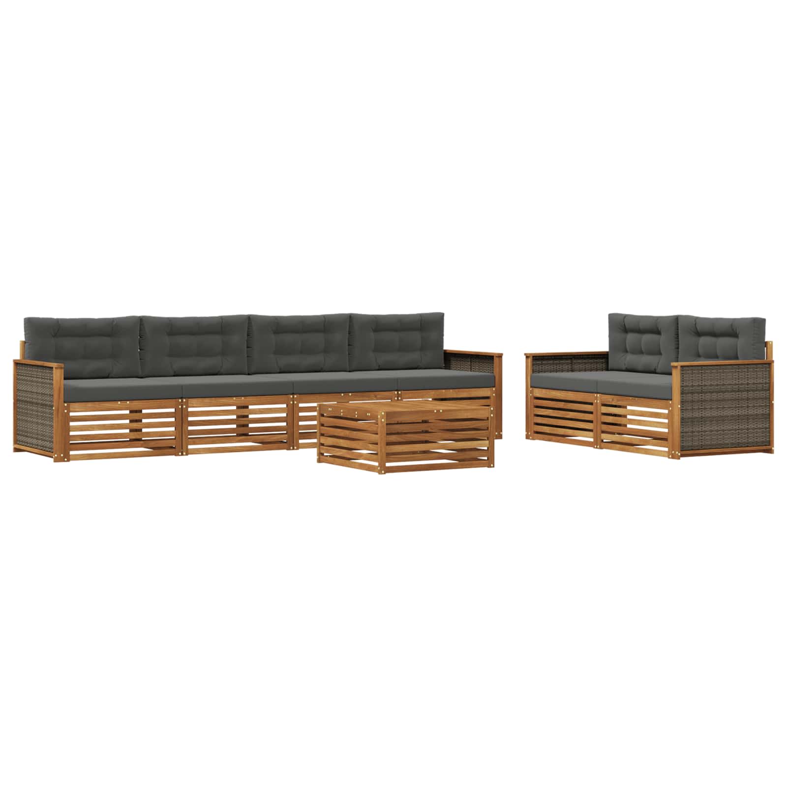 Outdoor-Sofagarnitur mit Kissen 7 pcs Natur und Anthrazit