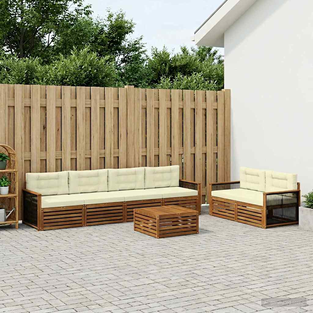 Outdoor-Sofagarnitur 7 stk. Natur und Creme