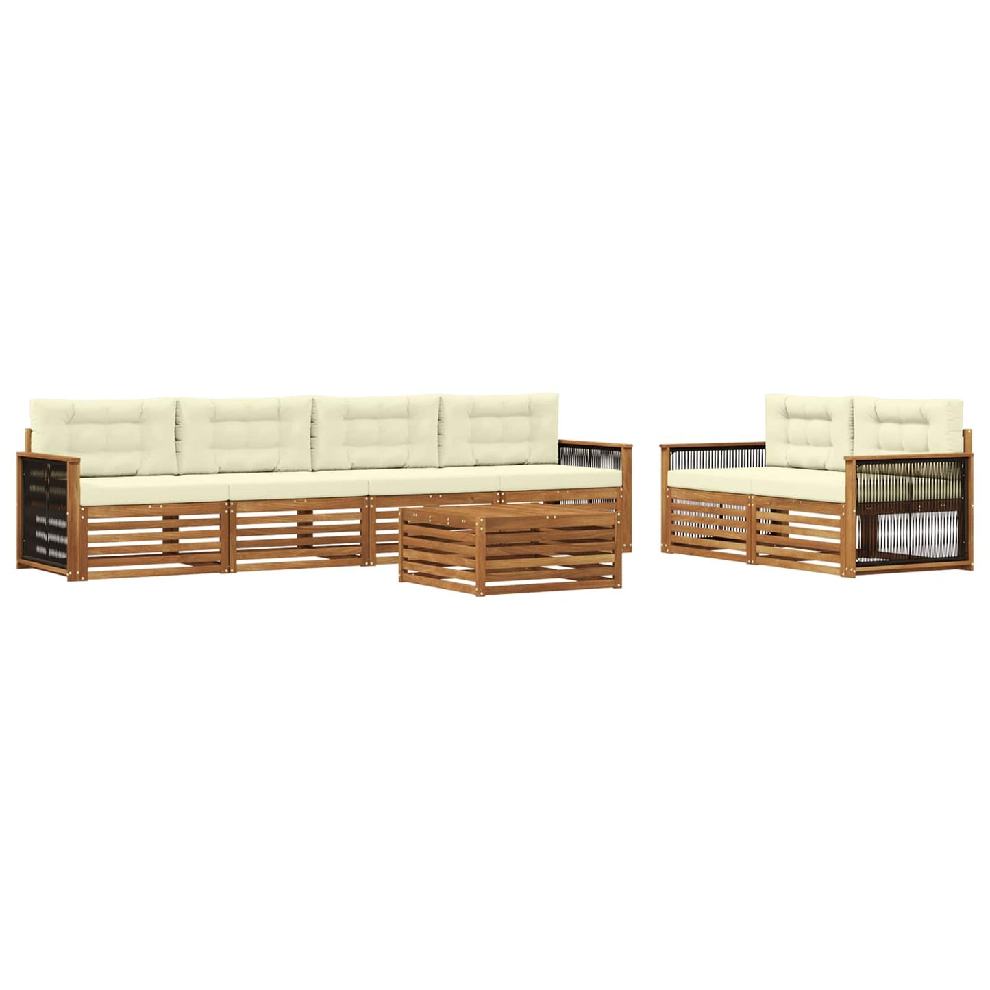Outdoor-Sofagarnitur 7 stk. Natur und Creme