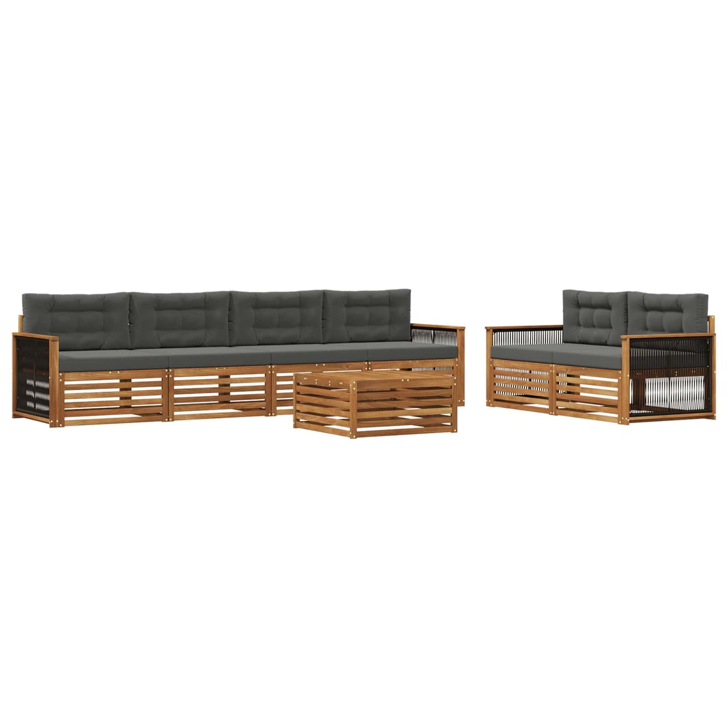 Outdoor-Sofagarnitur mit Kissen 7 pcs Natur und Anthrazit