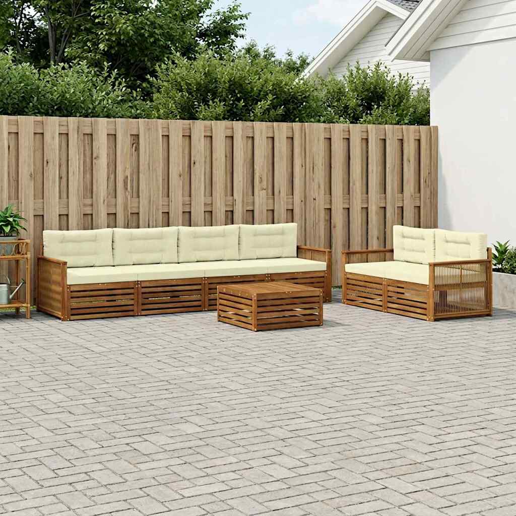 Outdoor-Sofagarnitur 7 stk. Natur und Creme