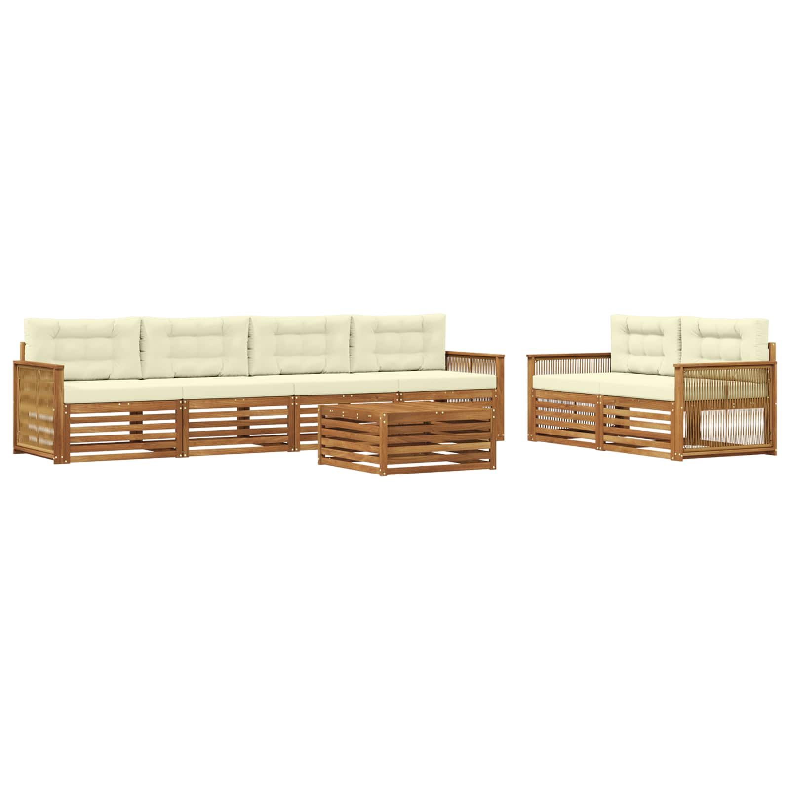 Outdoor-Sofagarnitur 7 stk. Natur und Creme