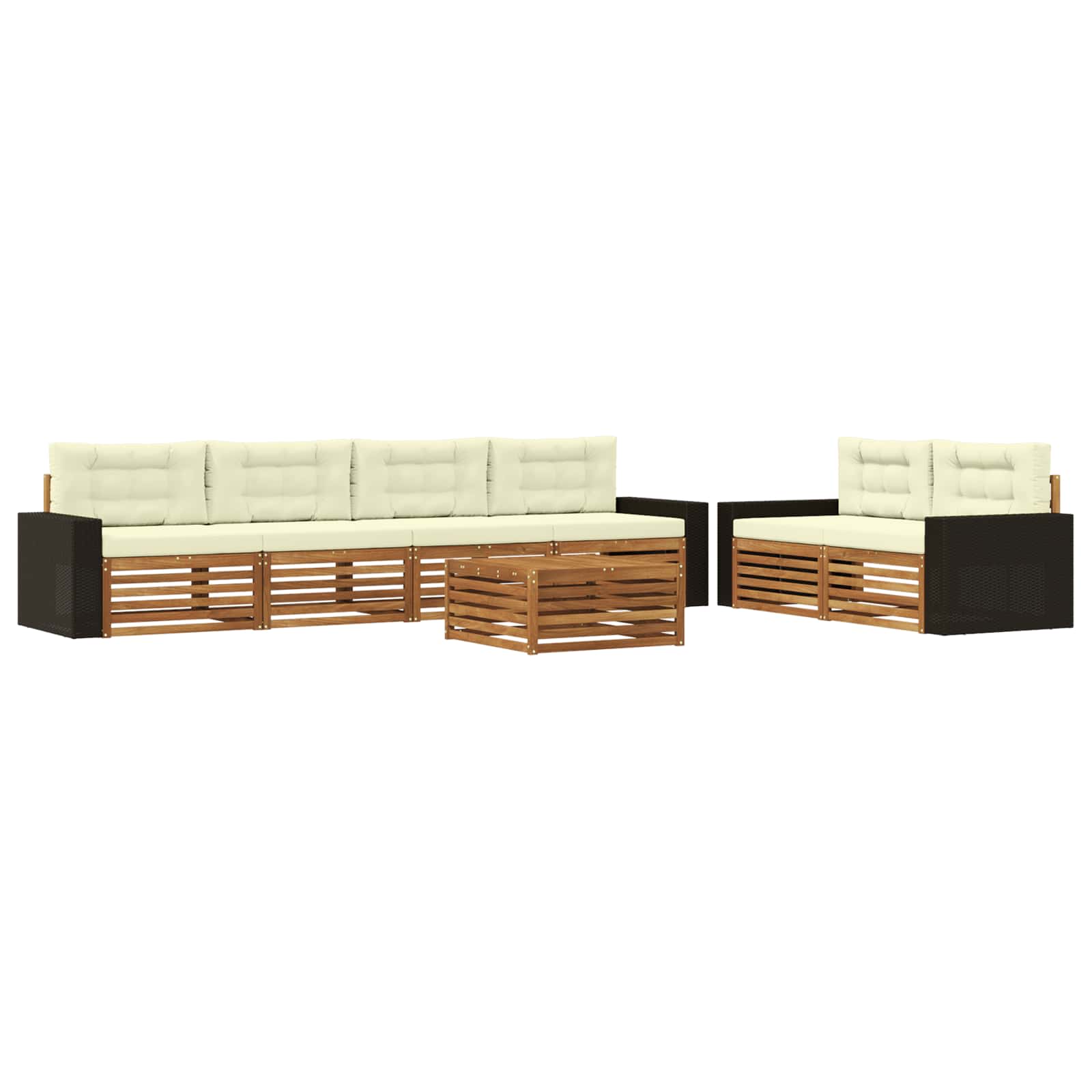 Outdoor-Sofagarnitur 7 stk. Natur und Creme Polyester