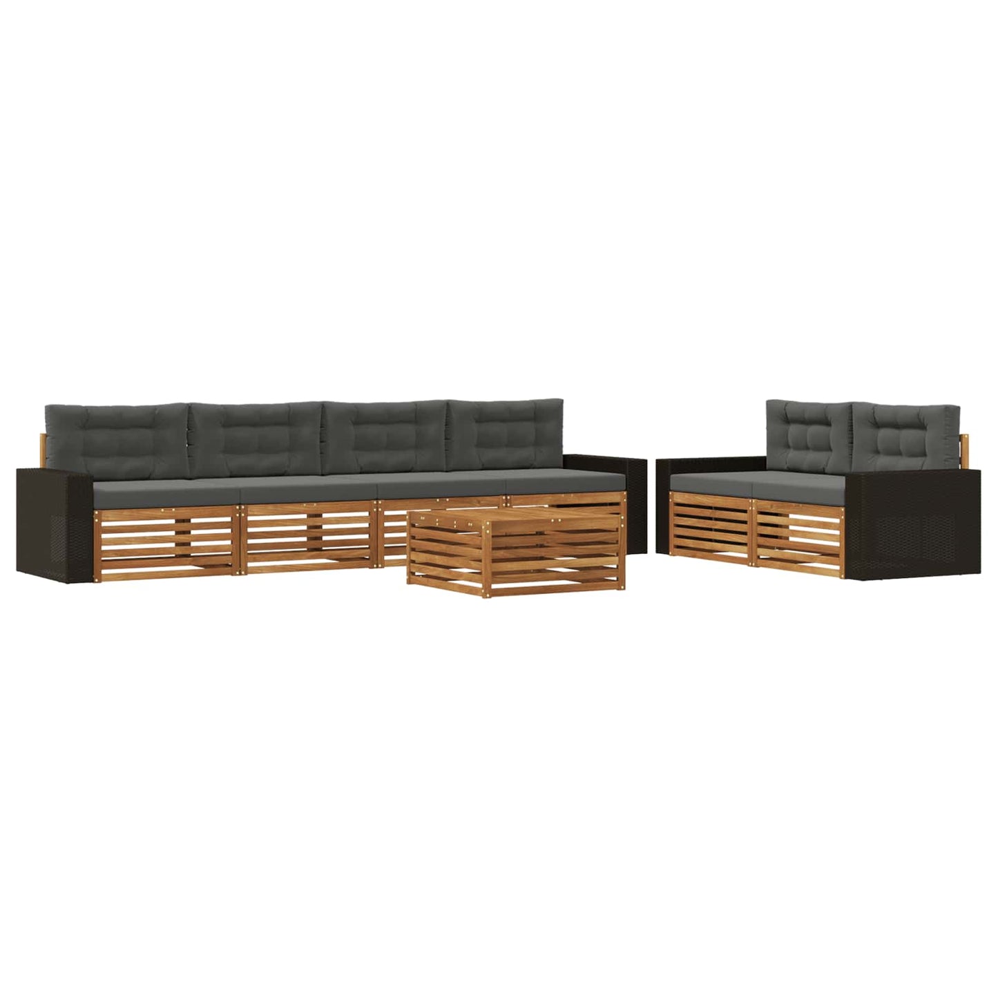 Outdoor-Sofagarnitur 7 pcs Natur und Anthrazit Polyester