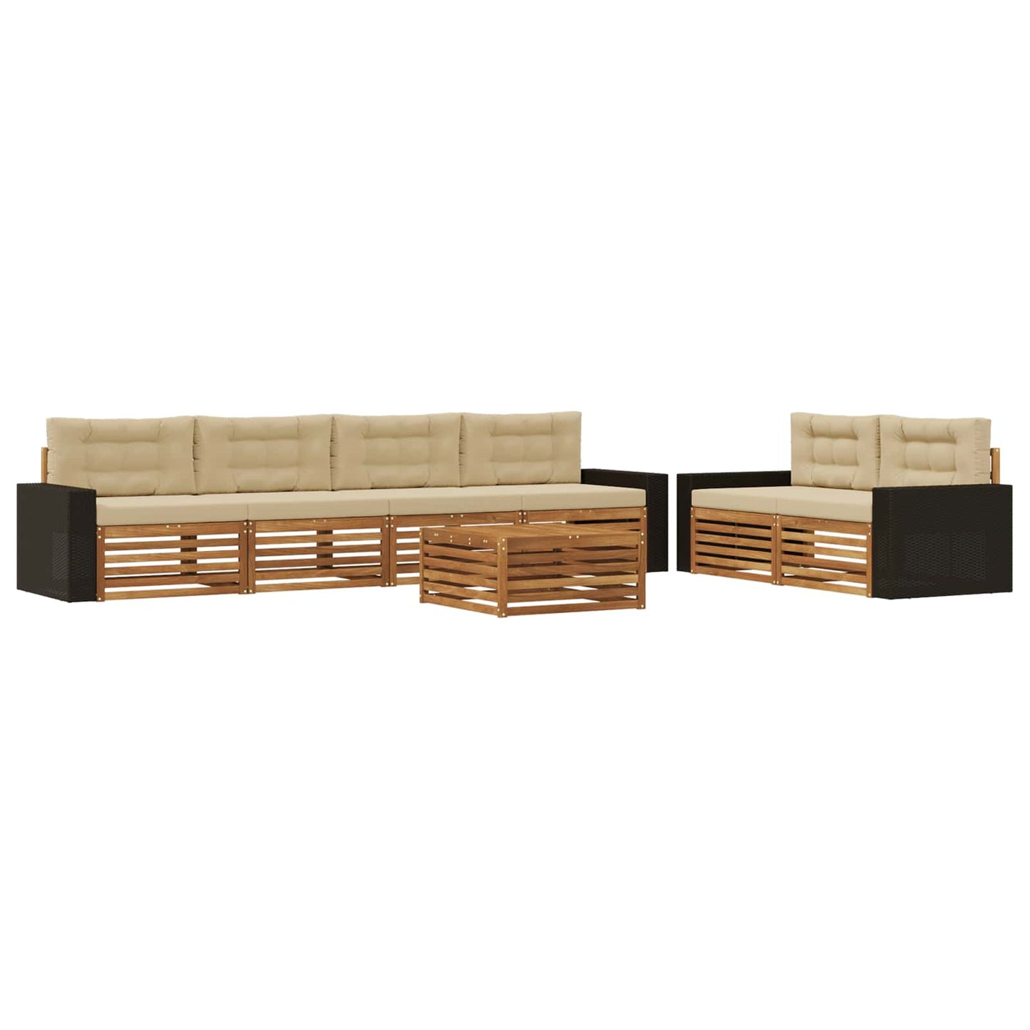 Outdoor-Sofagarnitur 7 stk. Natur und Beige Polyester