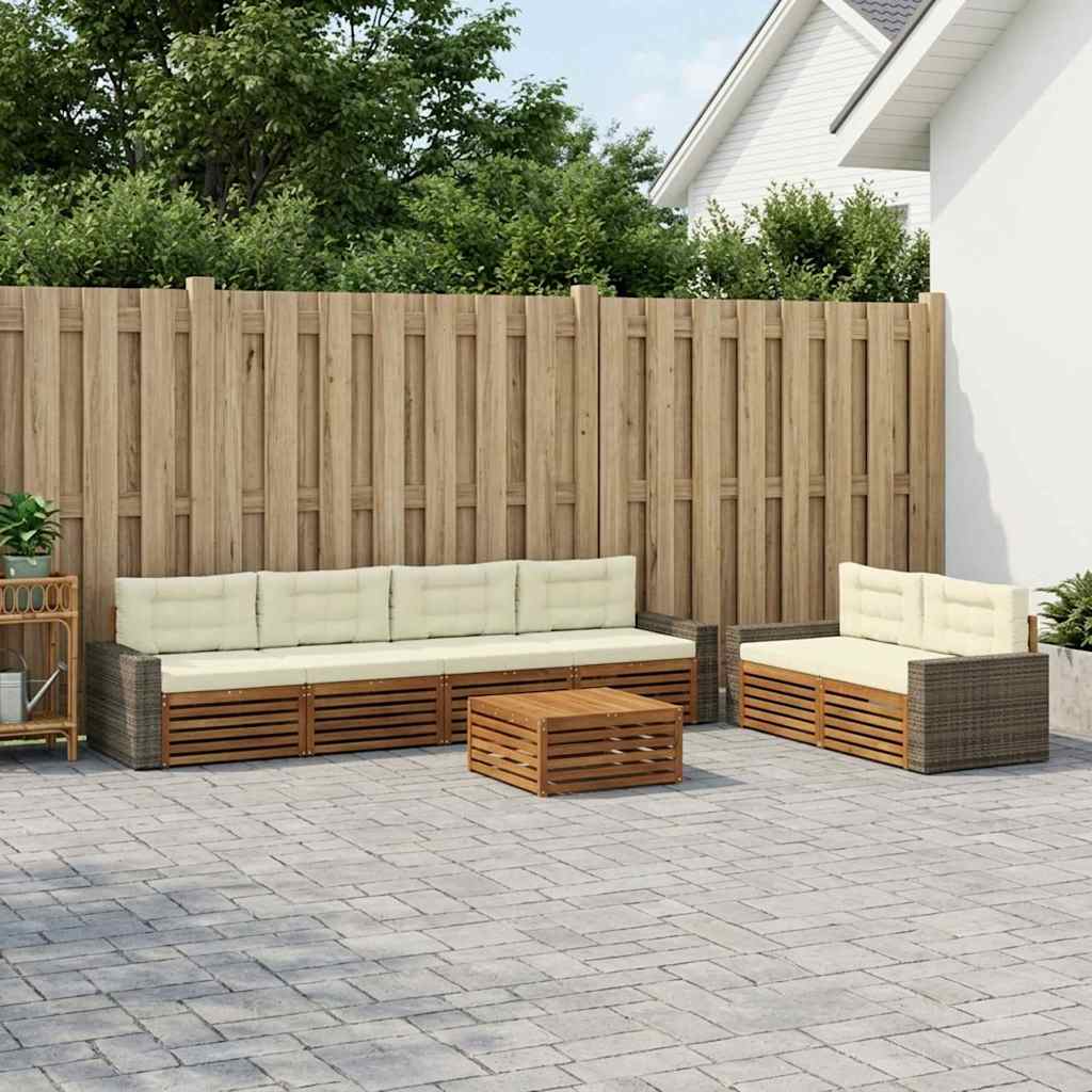 Outdoor-Sofagarnitur 7 stk. Natur und Creme Polyester