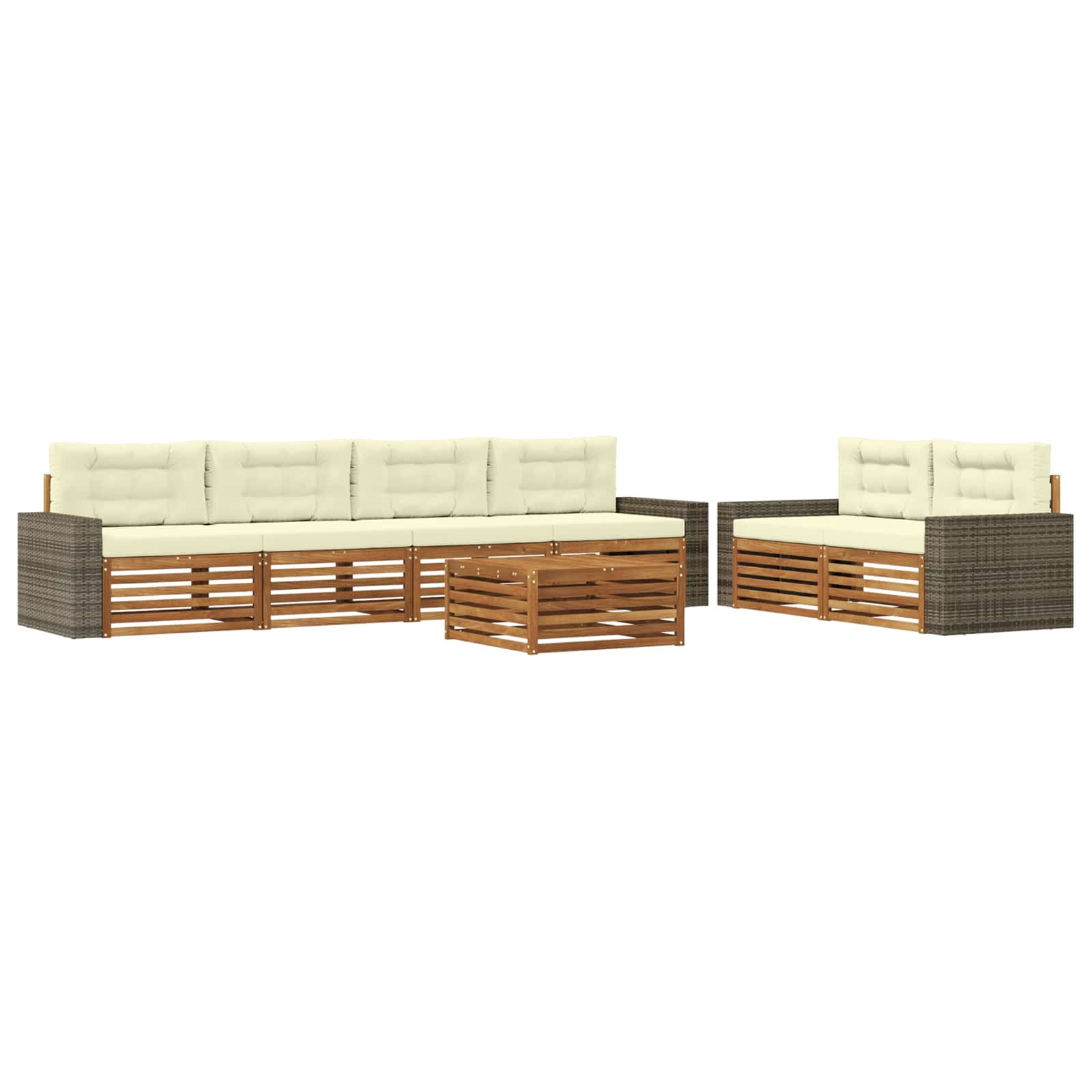Outdoor-Sofagarnitur 7 stk. Natur und Creme Polyester