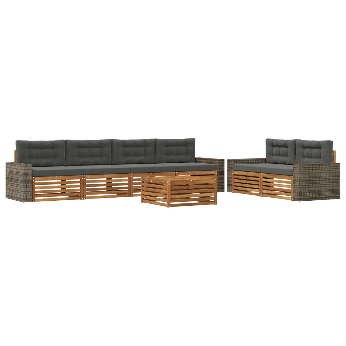 Outdoor-Sofagarnitur 7 pcs Natur und Anthrazit Polyester