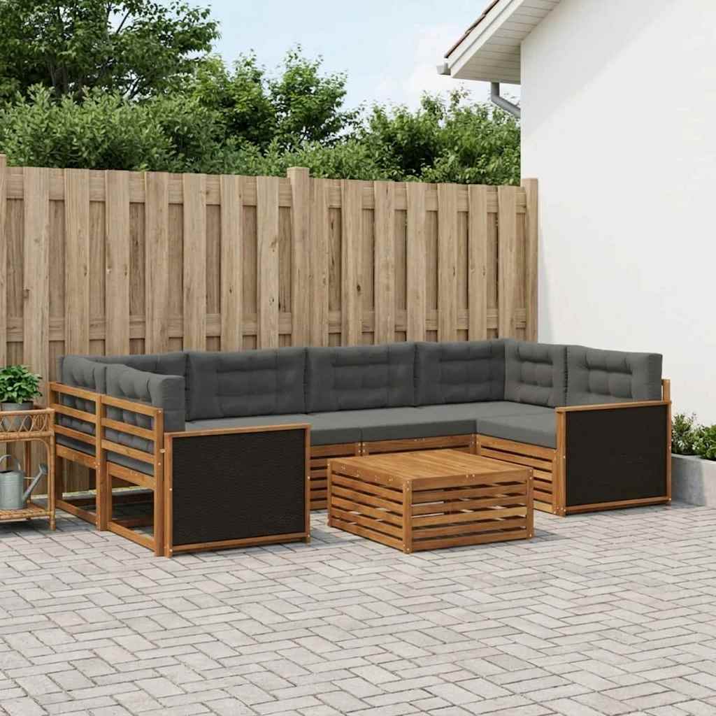 Outdoor-Sofagarnitur 7 stk. Natur und Anthrazit Polyester