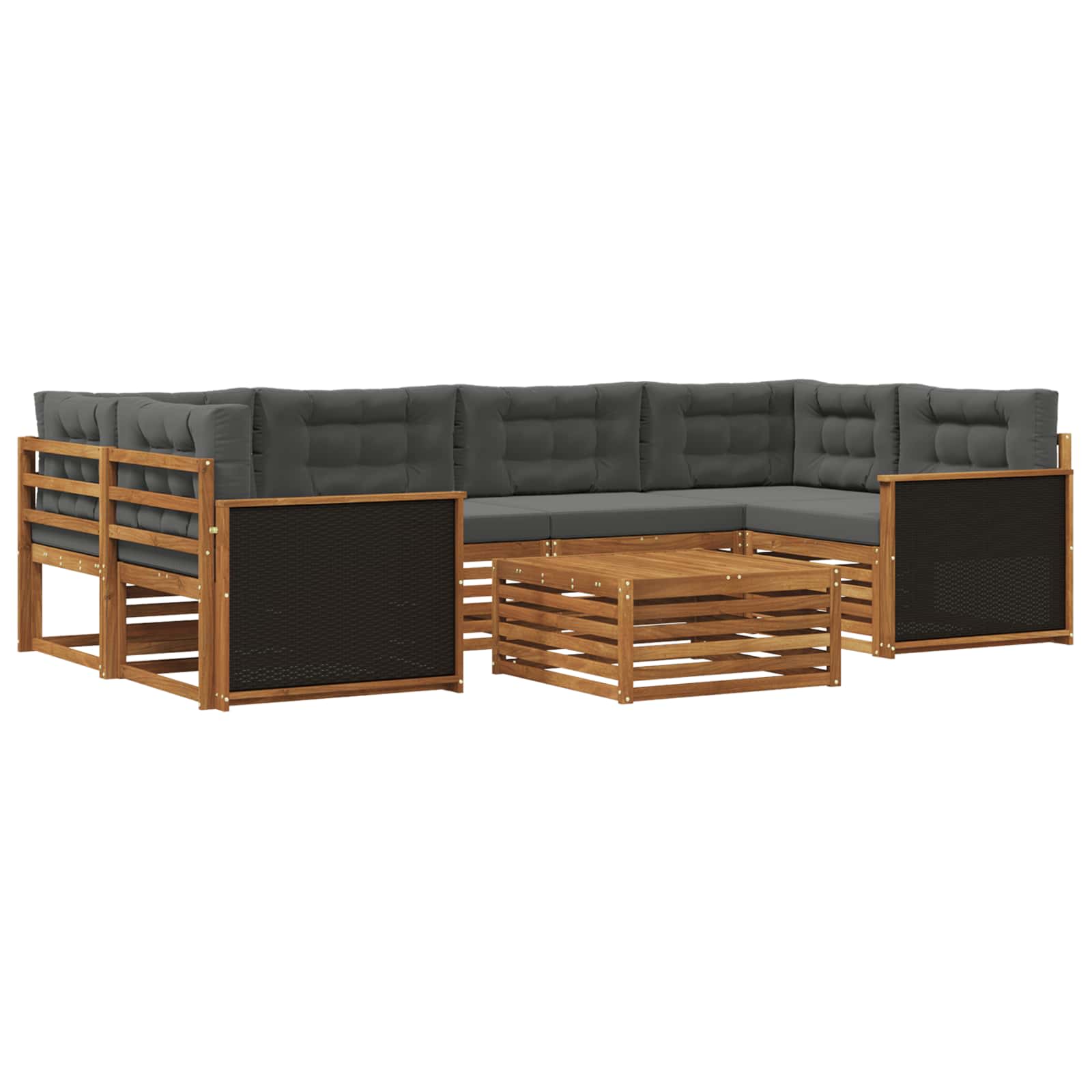 Outdoor-Sofagarnitur 7 stk. Natur und Anthrazit Polyester
